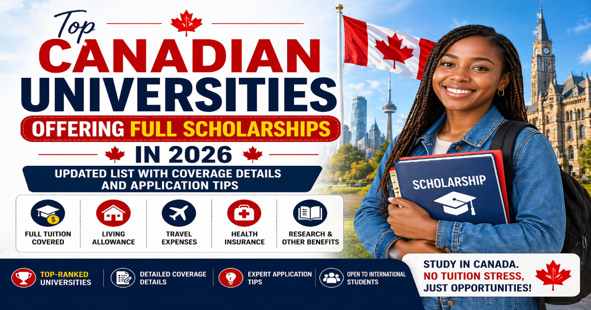 Top Canadian Universities Offering Full Scholarships in 2026: Updated List with Coverage Details and Application Tips